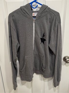 Hamilton Broadway Embroidered Grey Black Full Zip Sweatshirt Hoodie Mens Large